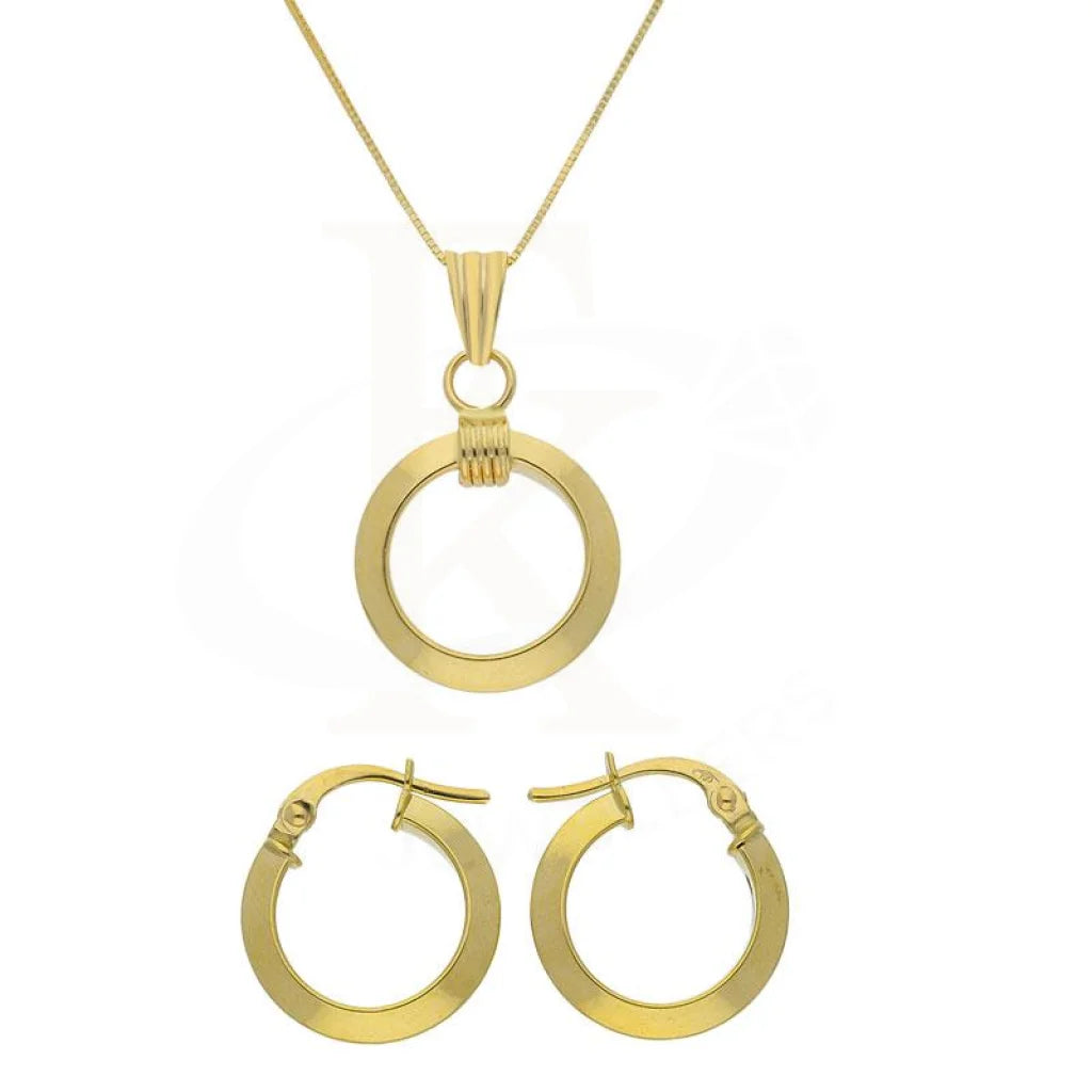 Gold Hoop Shaped Pendant Set (Necklace And Earrings) 18Kt - Fkjnklst18K2091 Sets