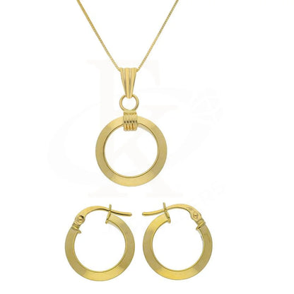 Gold Hoop Shaped Pendant Set (Necklace And Earrings) 18Kt - Fkjnklst18K2091 Sets