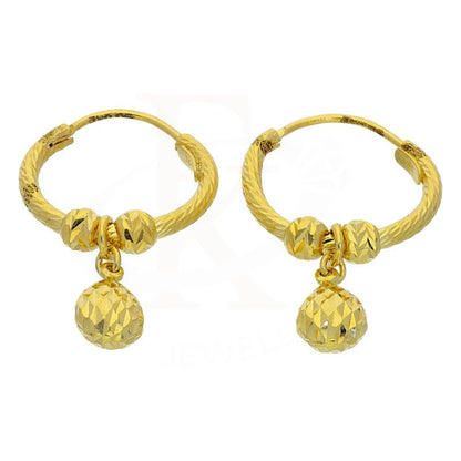 Gold Hoop With Hanging Pear Ball Earrings 18Kt - Fkjern18K1781