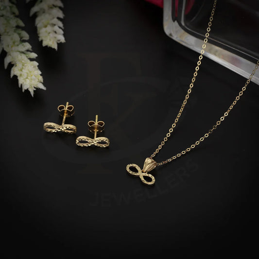 Gold Infinity Pendant Set (Necklace And Earrings) 18Kt - Fkjnklst18K5556 Sets