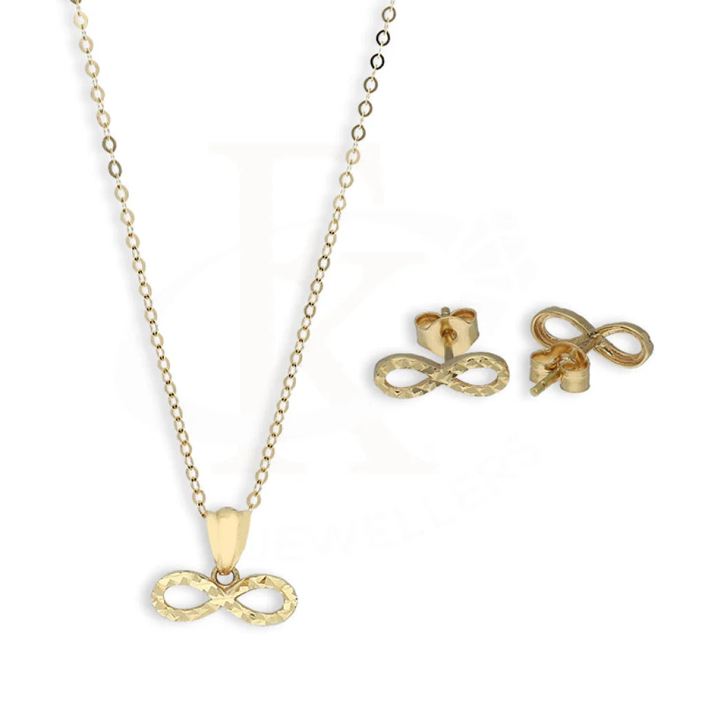 Gold Infinity Pendant Set (Necklace And Earrings) 18Kt - Fkjnklst18K5556 Sets