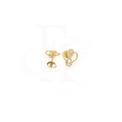 Gold Infinity With Heart Shaped Stud Earrings 18Kt - Fkjern18K7840