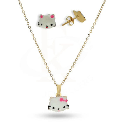 Gold Kitty Baby Pendant Set (Necklace And Earrings) 18Kt - Fkjnklst18K2429 Sets