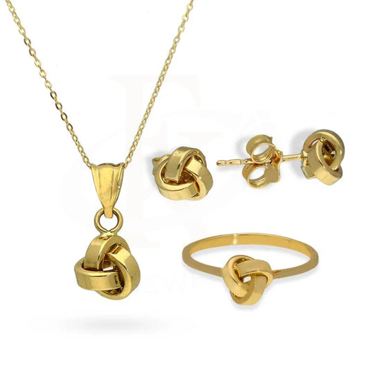 Gold Knot Pendant Set (Necklace Earrings And Ring) 18Kt - Fkjnklst18K2361 Sets