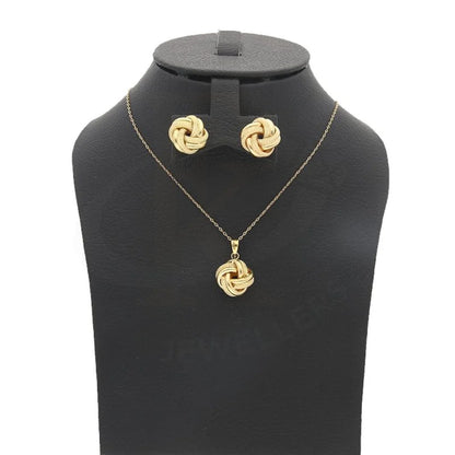 Gold Knot Shaped Pendant Set (Necklace And Earrings) 18Kt - Fkjnklst18K2206 Sets