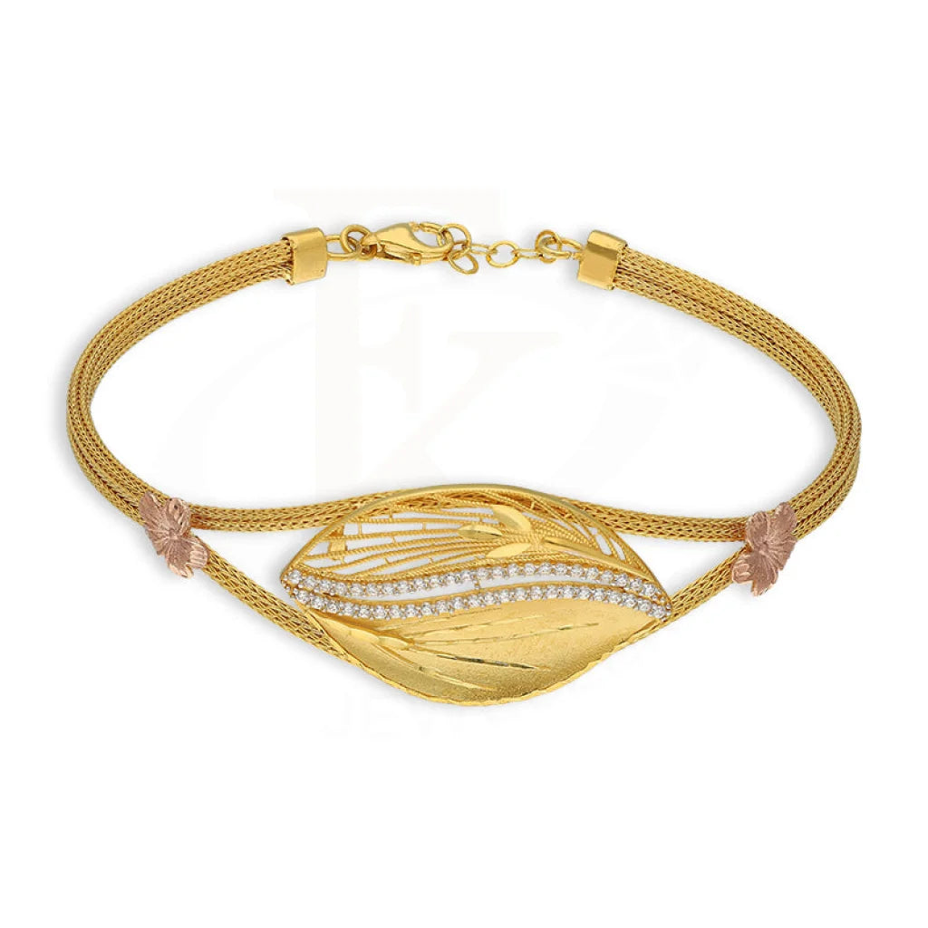 Dual Tone Gold Leaf Shaped Bracelet 22Kt - Fkjbrl22K5038 Bracelets