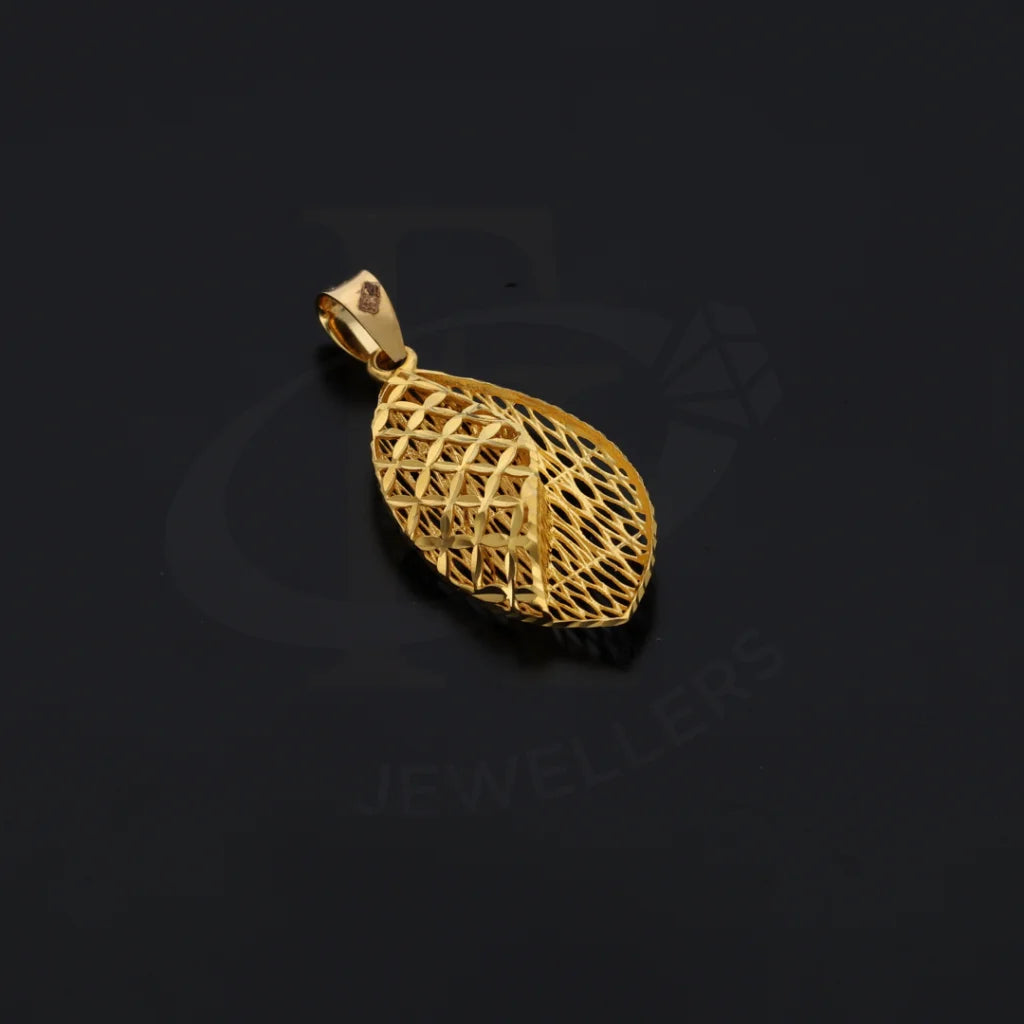 Gold Leaf Shaped Mesh Pendant 21Kt - Fkjpnd21Km8041 Pendants