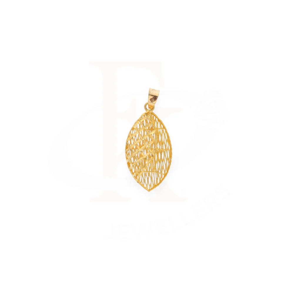 Gold Leaf Shaped Mesh Pendant 21Kt - Fkjpnd21Km8041 Pendants