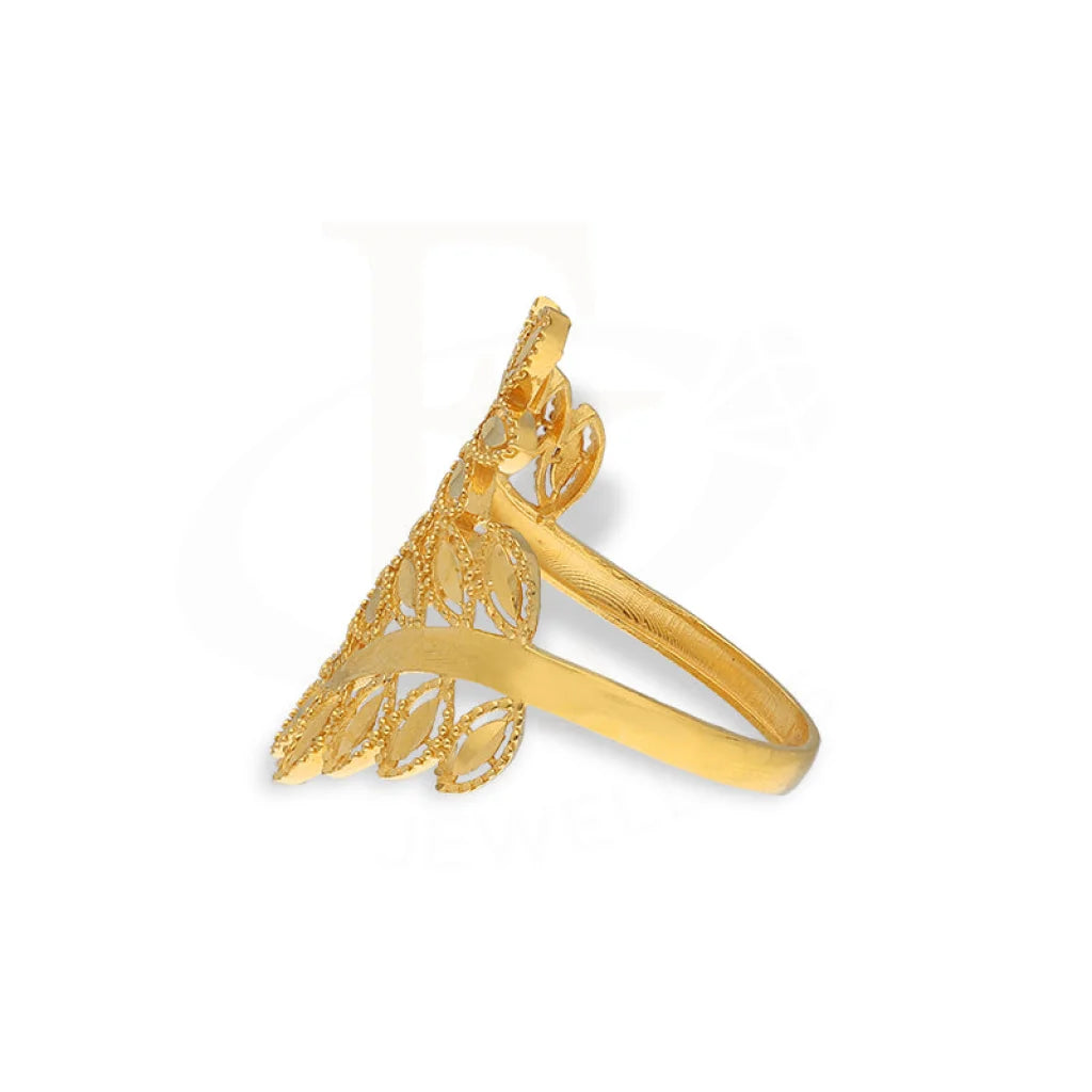 Gold Leaf Shaped Ring 21Kt - Fkjrn21K5608 Rings