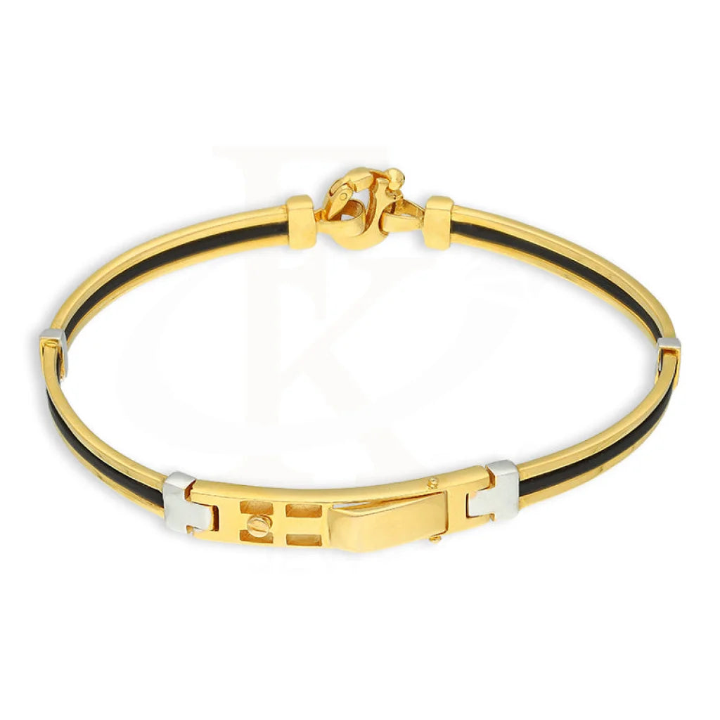 Gold Leather Band Bracelet 22Kt - Fkjbrl22K5029 Bracelets