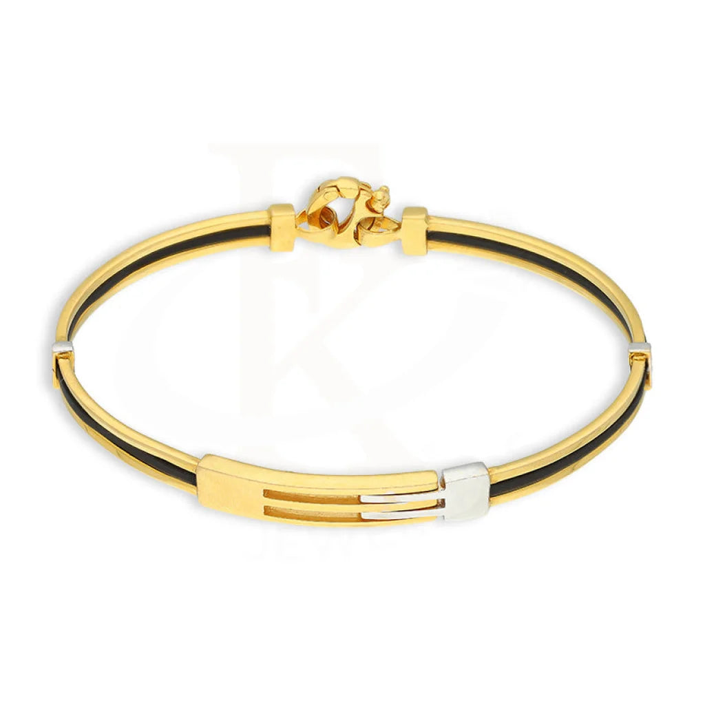 Gold Leather Band Bracelet 22Kt - Fkjbrl22K5030 Bracelets