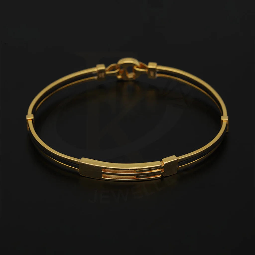 Gold Leather Band Bracelet 22Kt - Fkjbrl22K5031 Bracelets