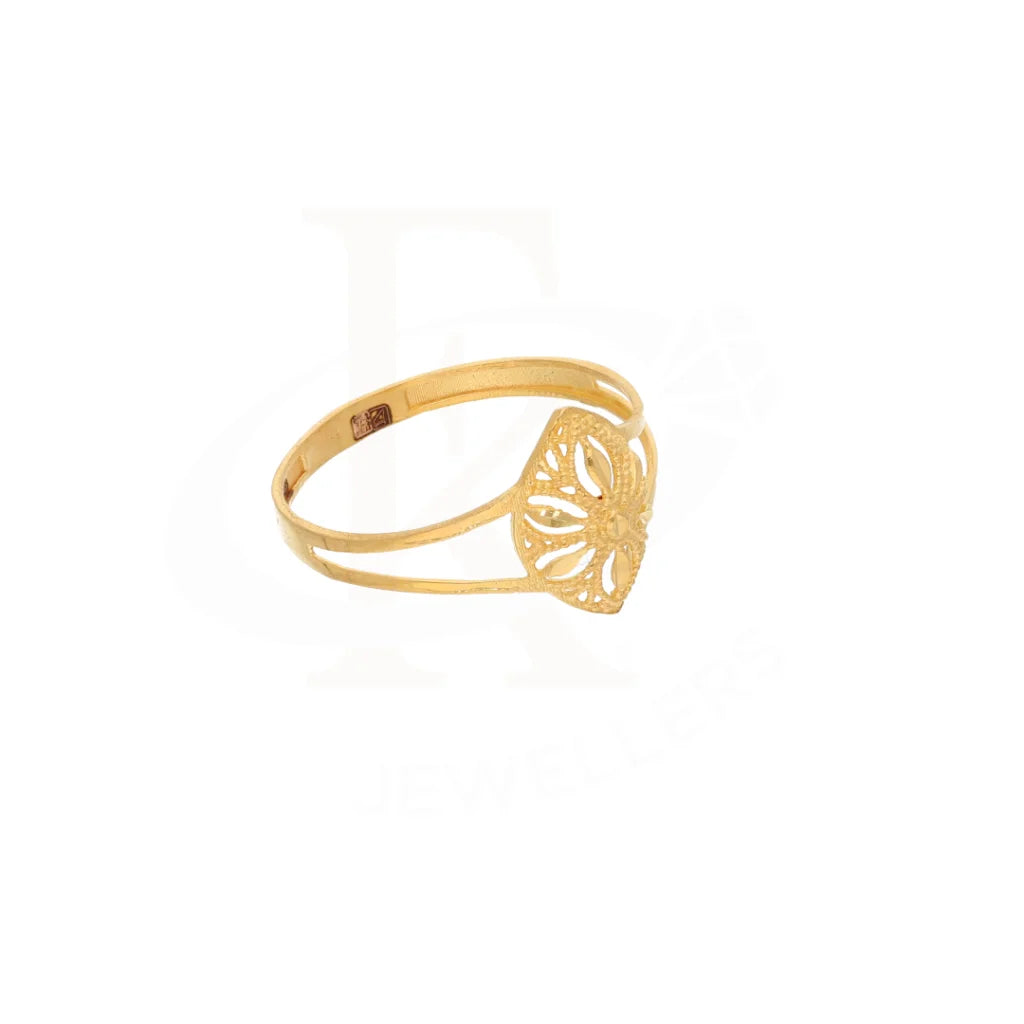 Gold Long Floral Design Ring 21Kt - Fkjrn21Km8555 Rings