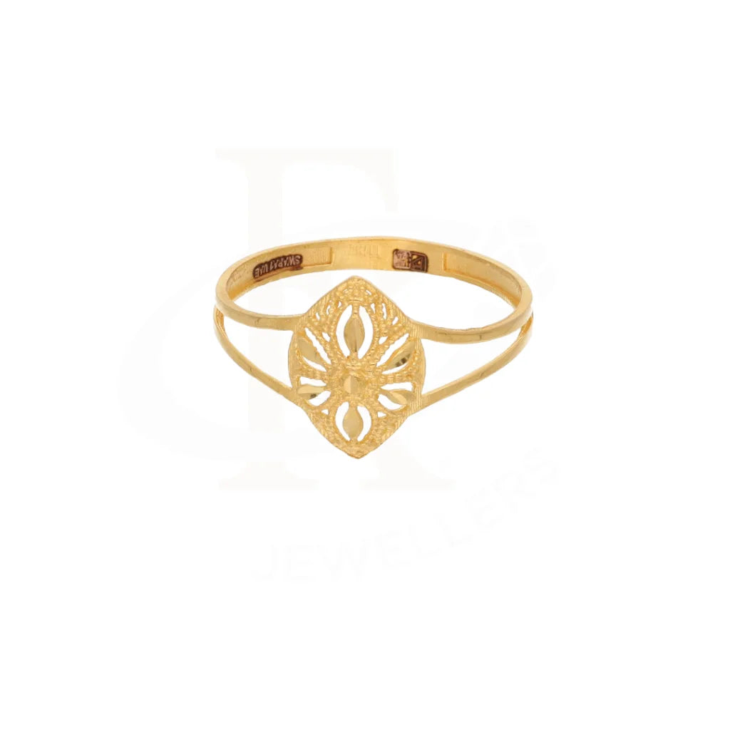 Gold Long Floral Design Ring 21Kt - Fkjrn21Km8555 Rings