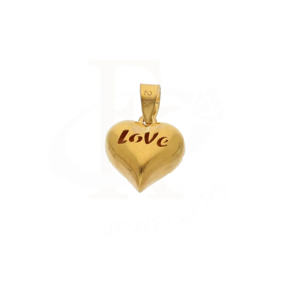 Gold Love On Heart Shaped Pendant 21Kt - Fkjpnd21Km8537 Pendants
