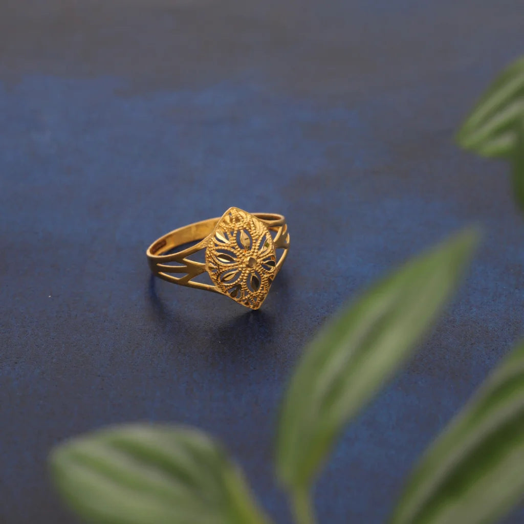 Gold Marquise Design Ring 21Kt - Fkjrn21Km8547 Rings