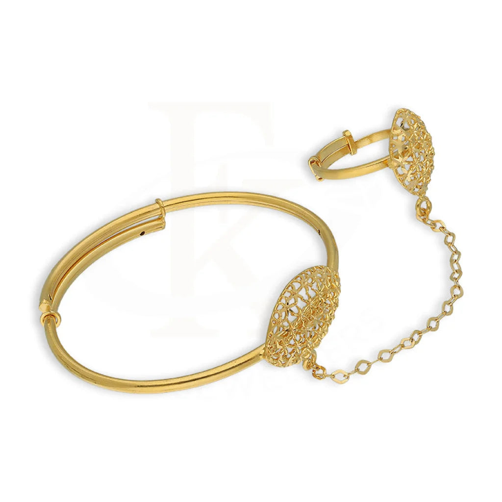Gold Marquise Shaped Baby Bangle With Ring 21Kt - Fkjbng21Km5171 Bangles
