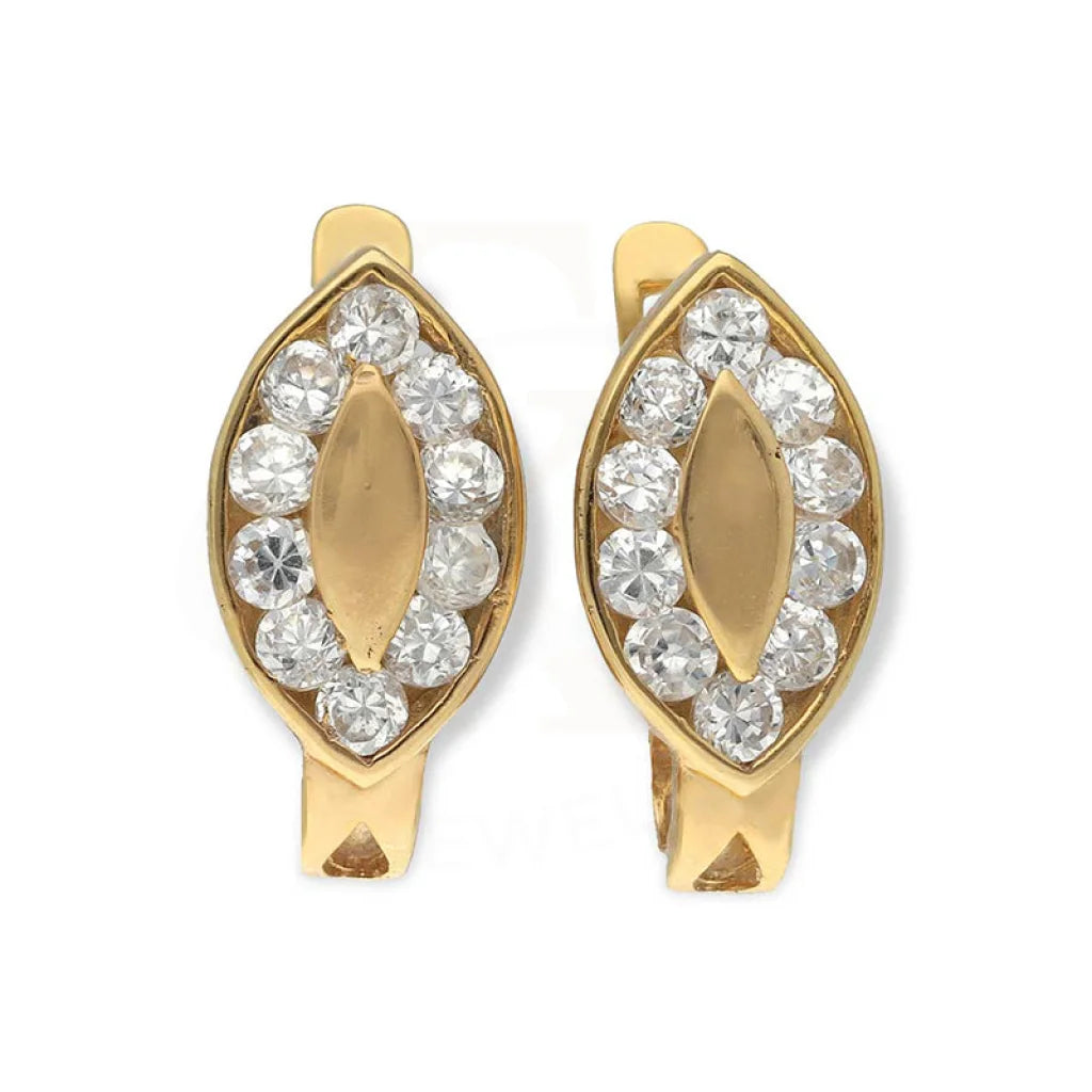 Gold Marquise Shaped Clip Earrings 18Kt - Fkjern18K3178