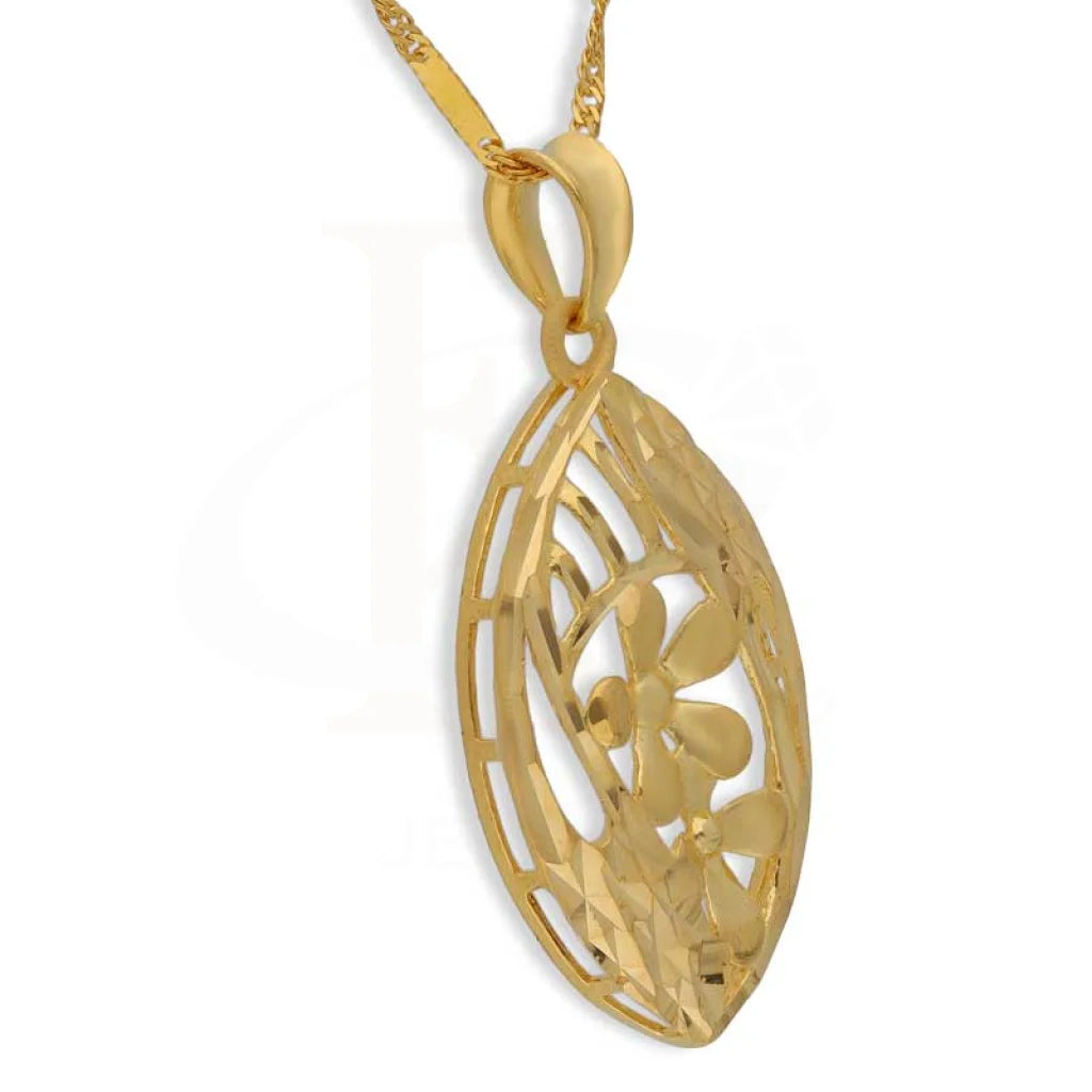 Gold Marquise Shaped Pendant Set (Necklace Earrings And Ring) 22Kt - Fkjnklst22K2392 Sets