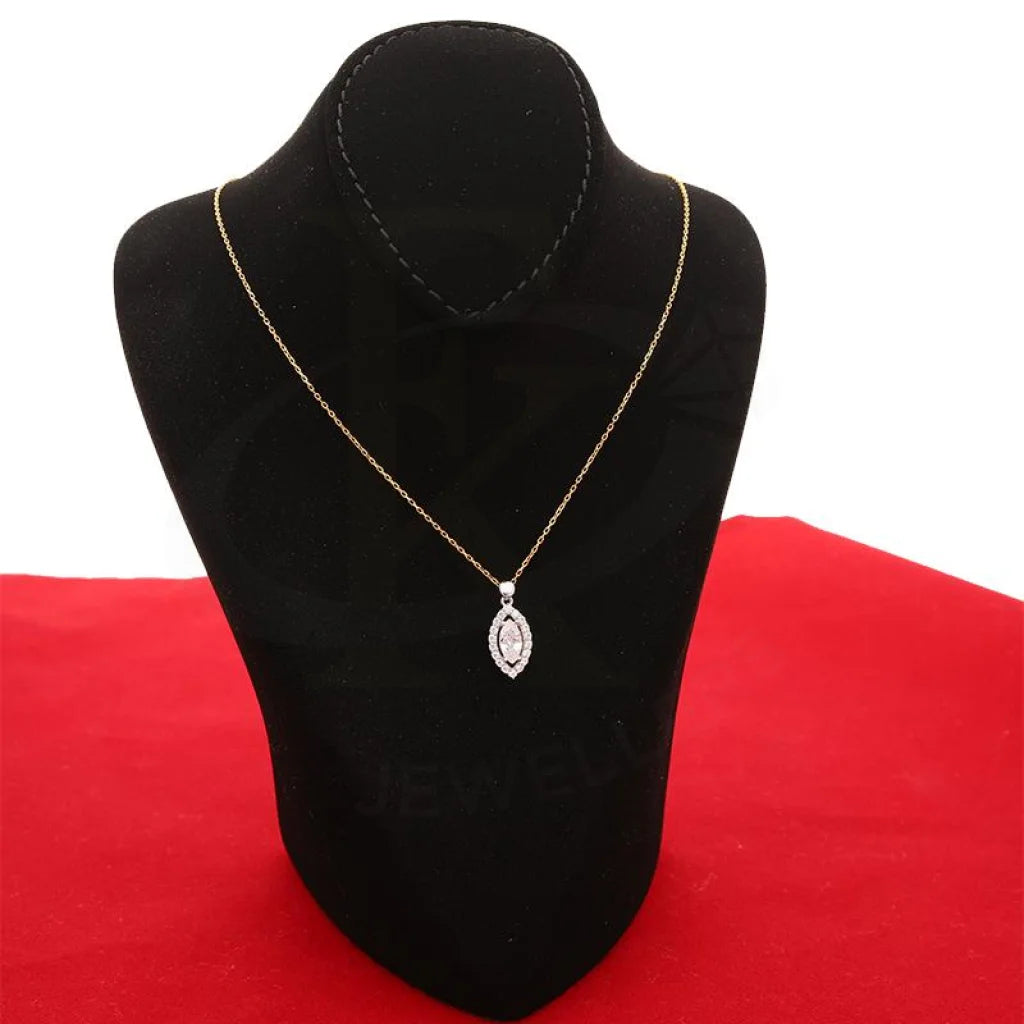 Gold Marquise Shaped Solitaire Necklace 21Kt - Fkjnkl21K2388 Necklaces