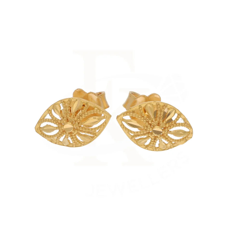 Gold Marquise Shaped Stud Earrings 21Kt - Fkjern21Km8487