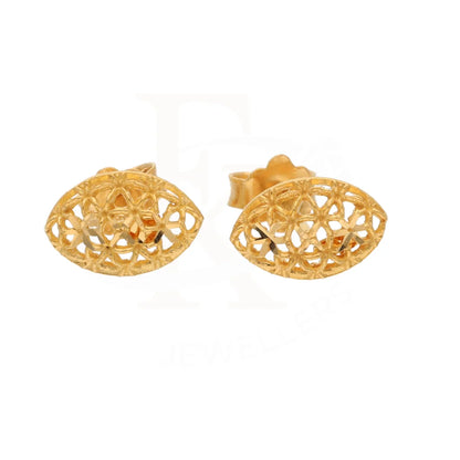 Gold Marquise Shaped Stud Earrings 21Kt - Fkjern21Km8493