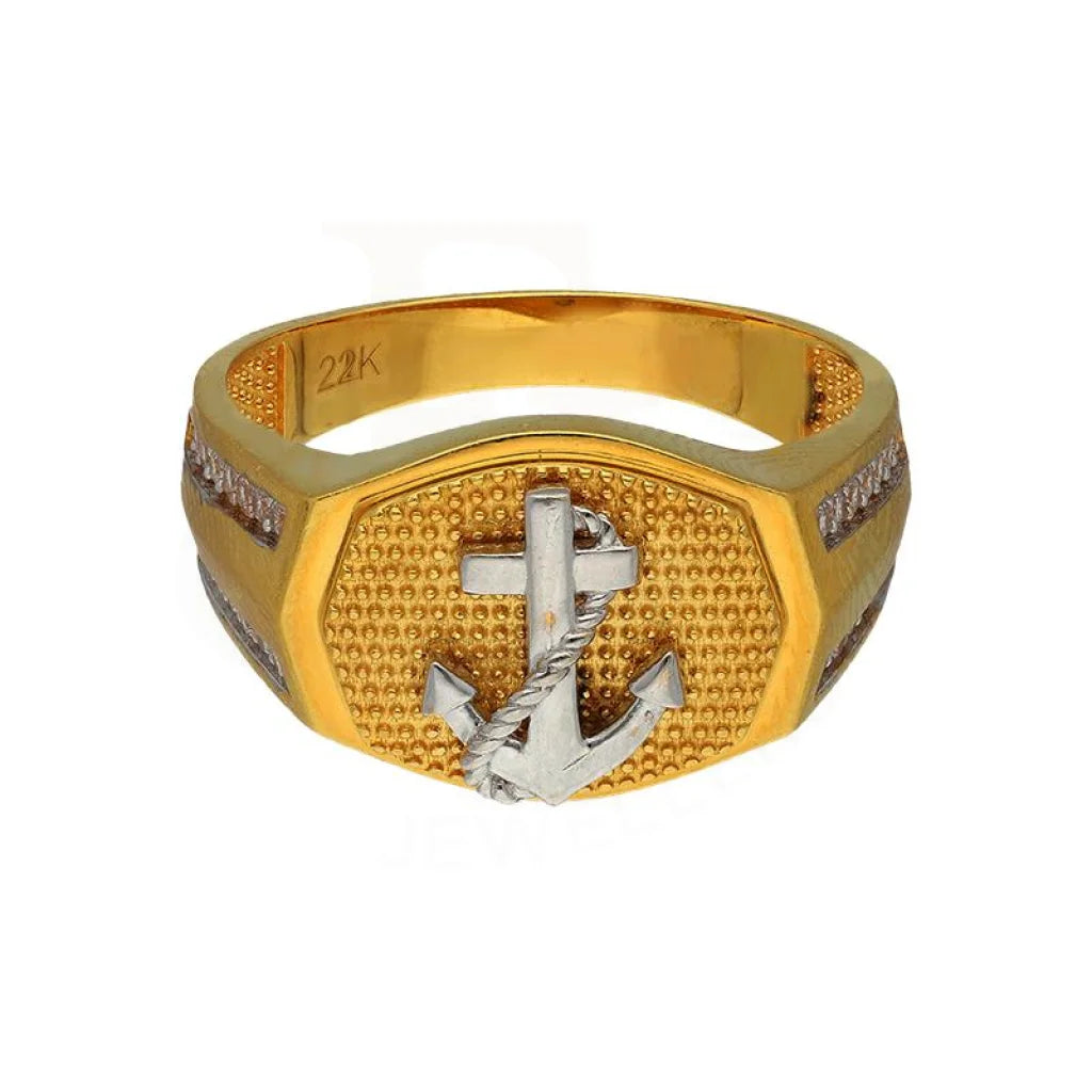 Gold Mens Anchor Ring 22Kt - Fkjrn22K3405 Rings