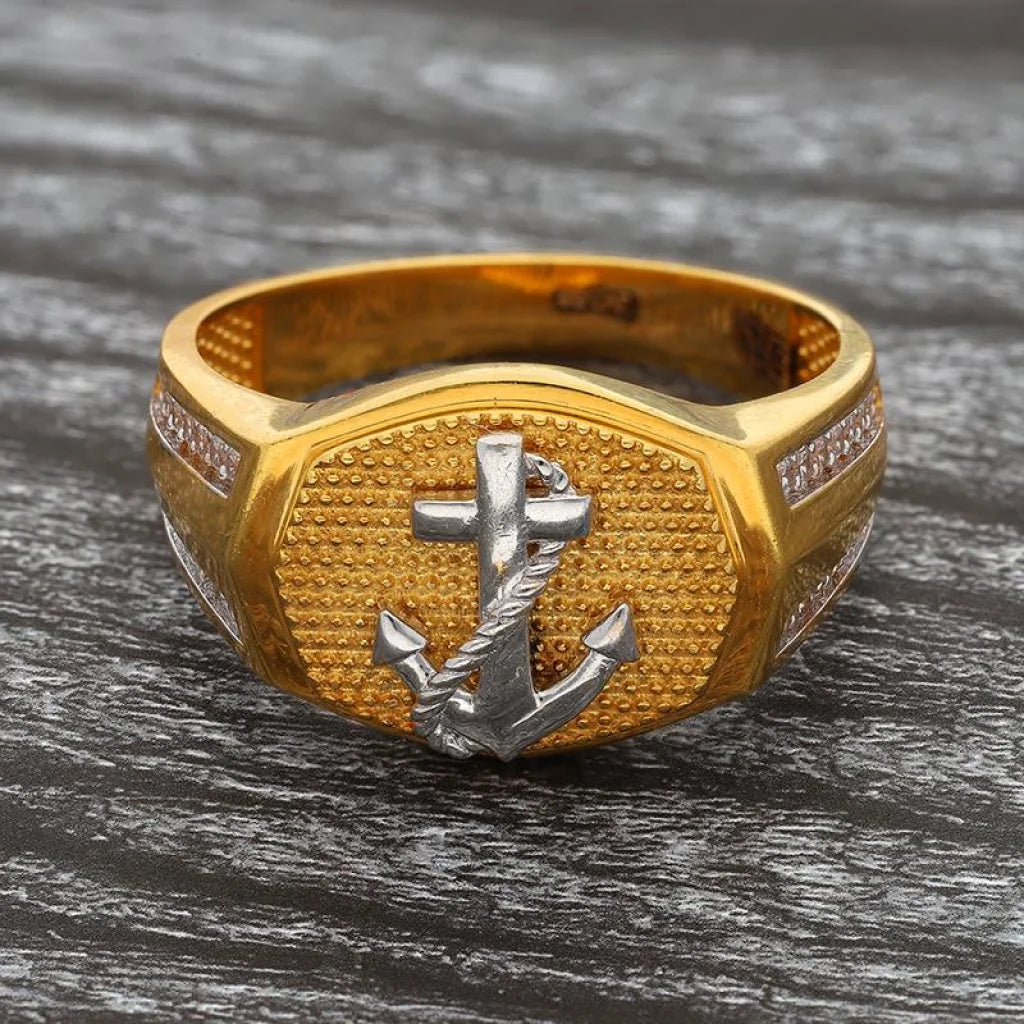 Gold Mens Anchor Ring 22Kt - Fkjrn22K3405 Rings