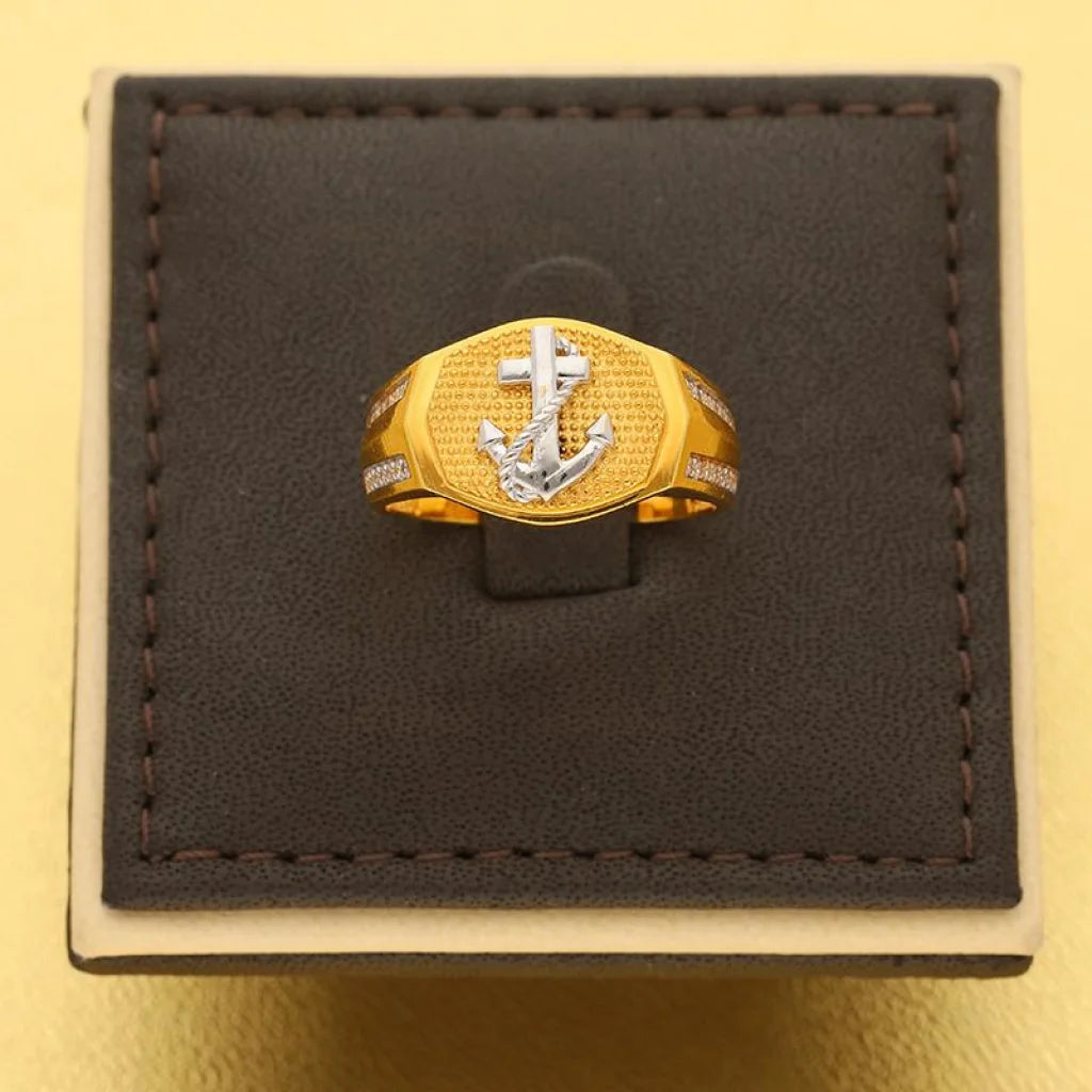 Gold Mens Anchor Ring 22Kt - Fkjrn22K3405 Rings