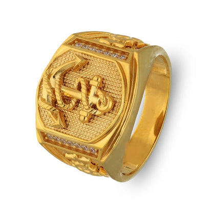 Gold Mens Anchor Ring 22Kt - Fkjrn22K3407 Rings