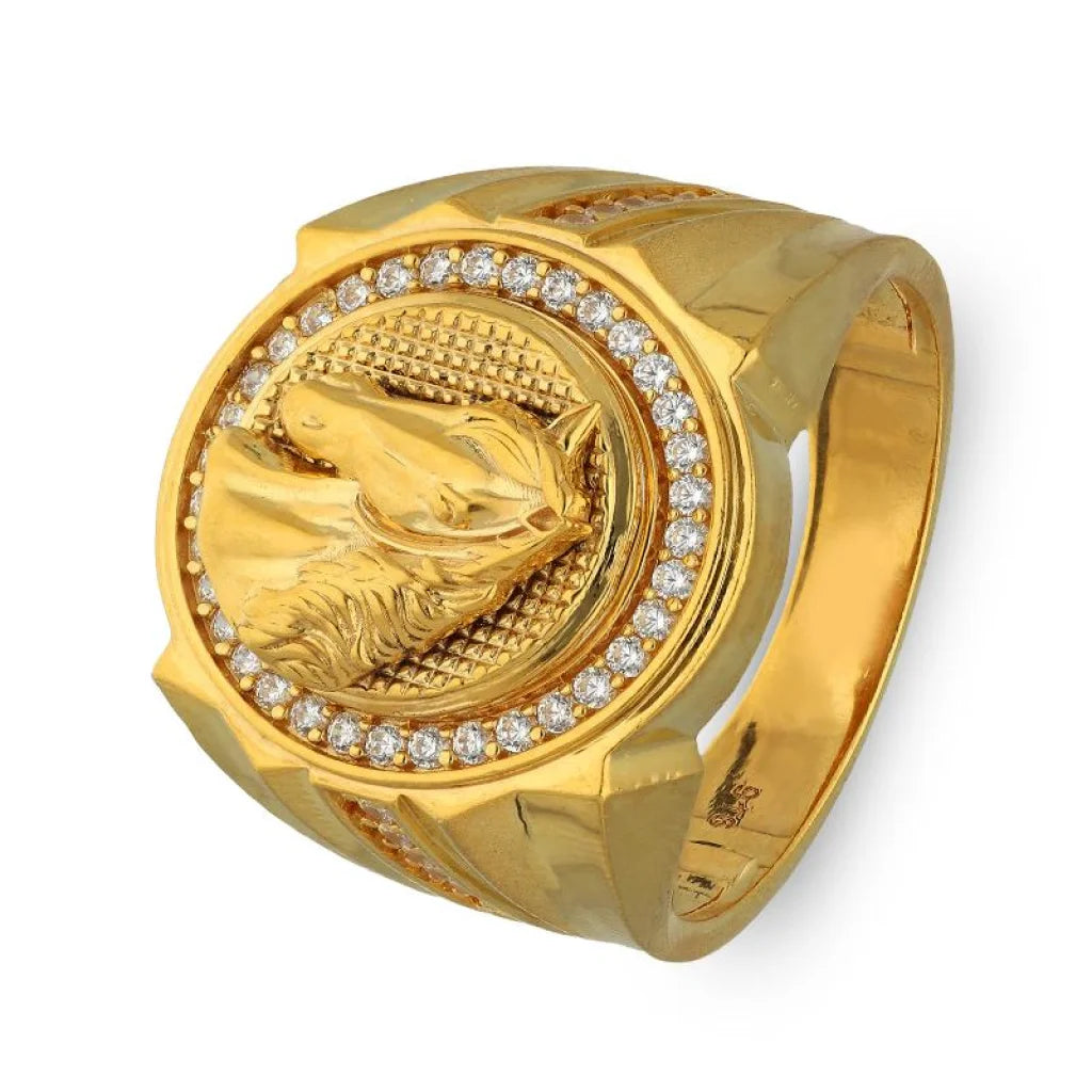 Gold Mens Horse Ring 22Kt - Fkjrn22K3403 Rings