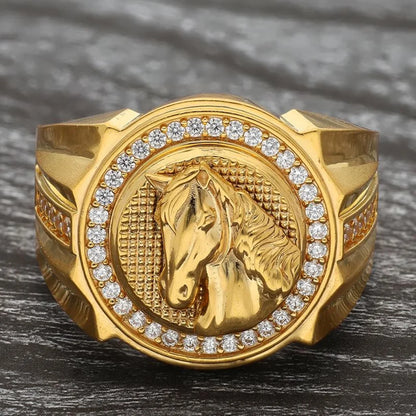 Gold Mens Horse Ring 22Kt - Fkjrn22K3403 Rings