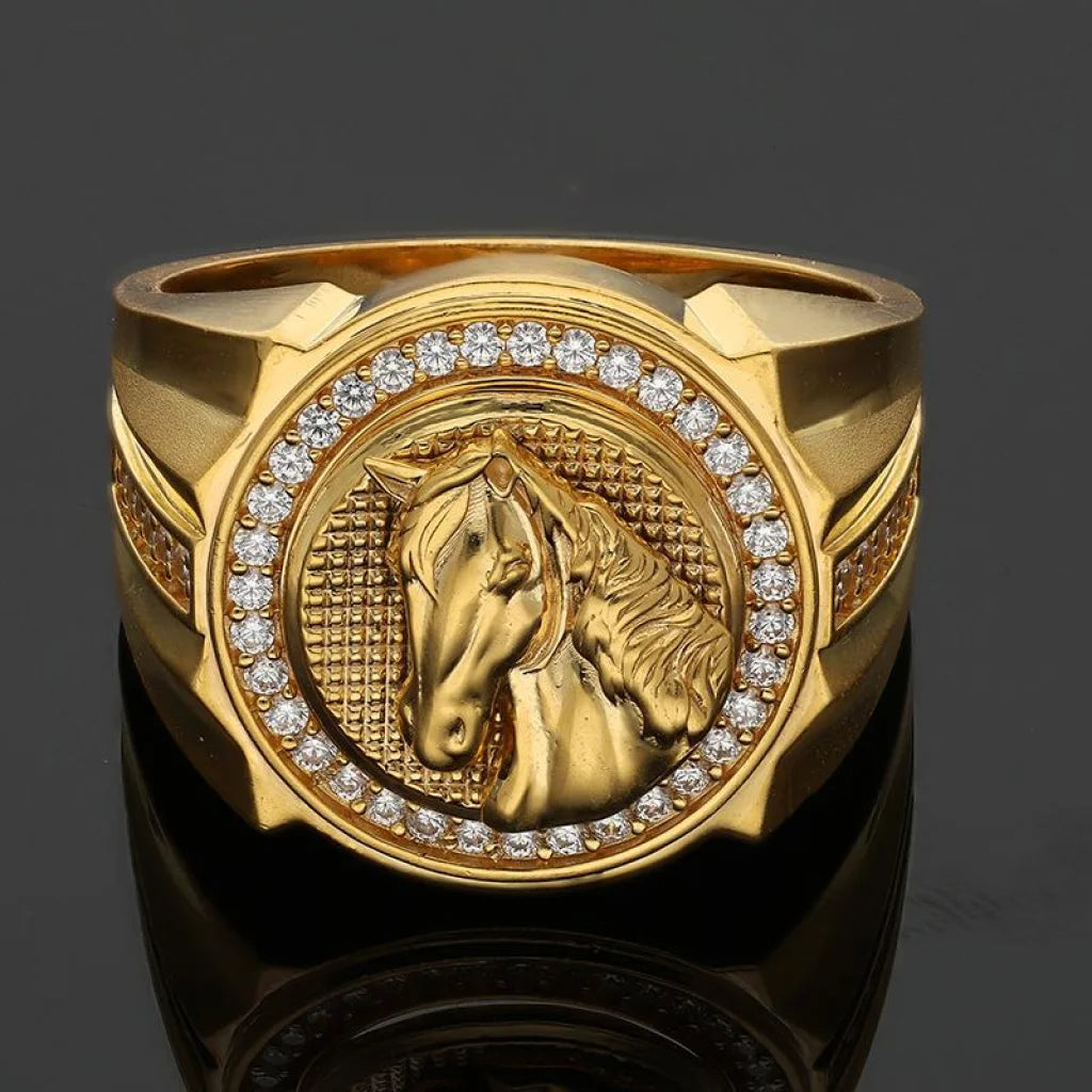 Gold Mens Horse Ring 22Kt - Fkjrn22K3403 Rings