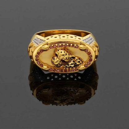 Gold Mens Panther Ring 22Kt - Fkjrn22K3693 Rings