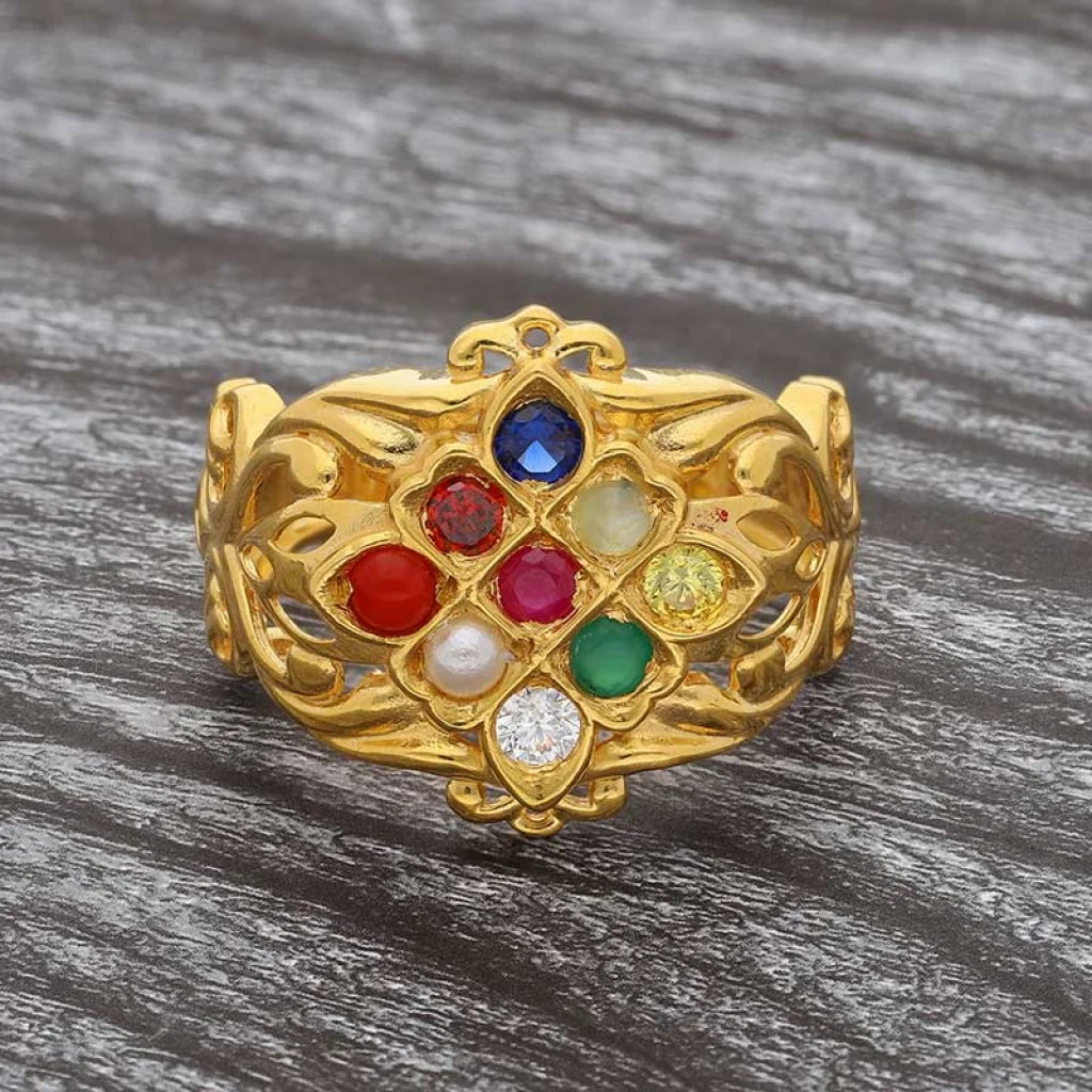 Gold Navratna Ring 22Kt - Fkjrn22K3695 Rings