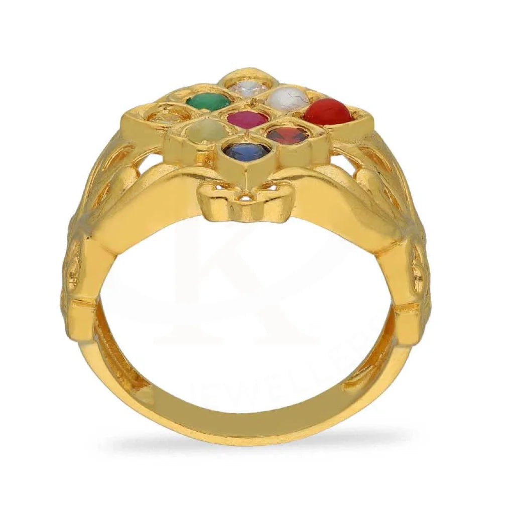 Gold Navratna Ring 22Kt - Fkjrn22K3695 Rings