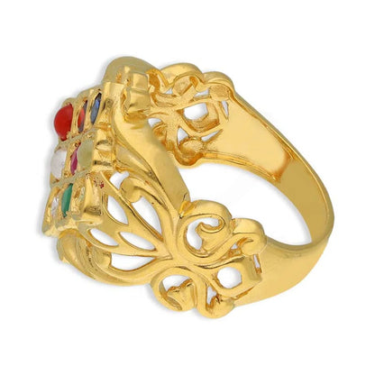 Gold Navratna Ring 22Kt - Fkjrn22K3695 Rings