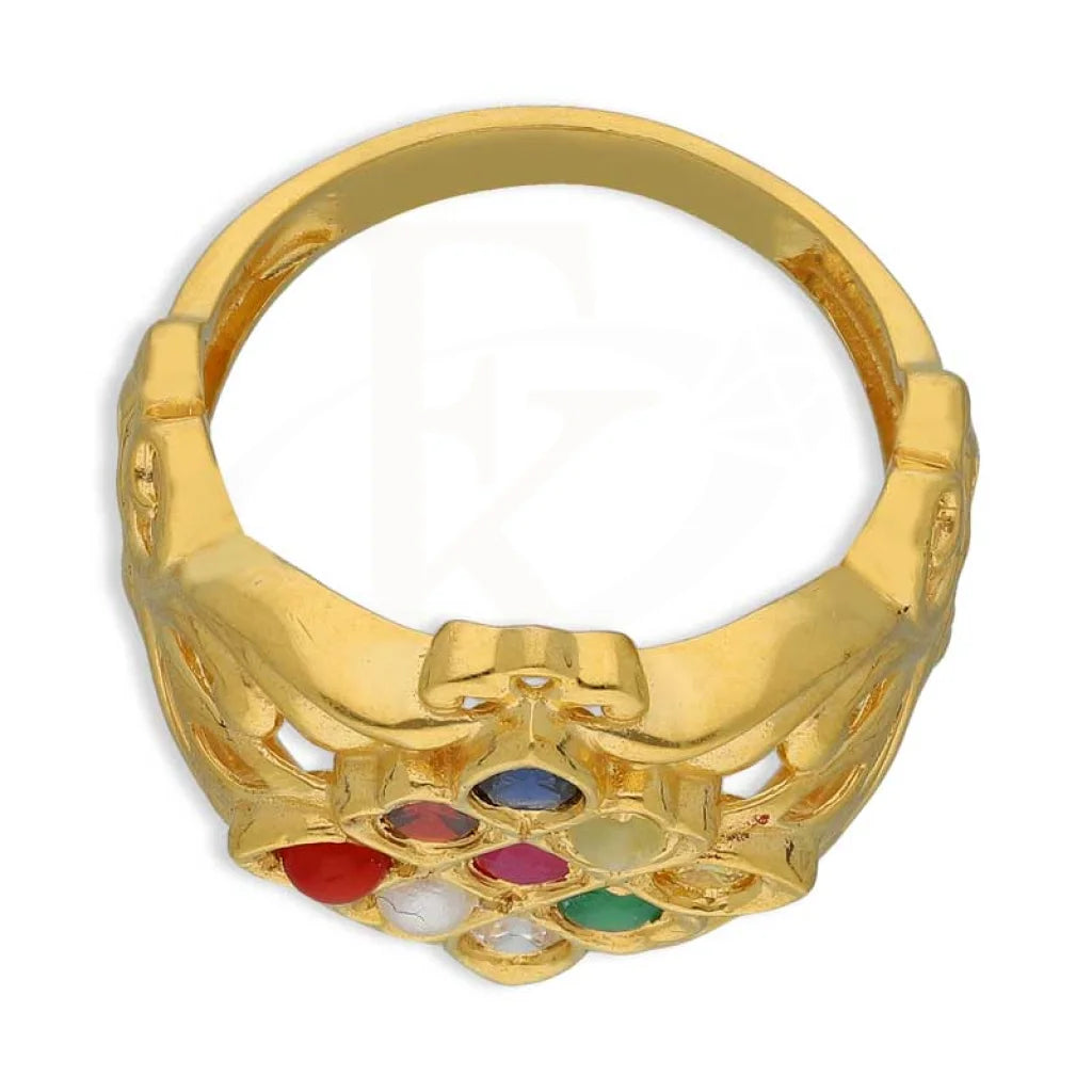 Gold Navratna Ring 22Kt - Fkjrn22K3695 Rings