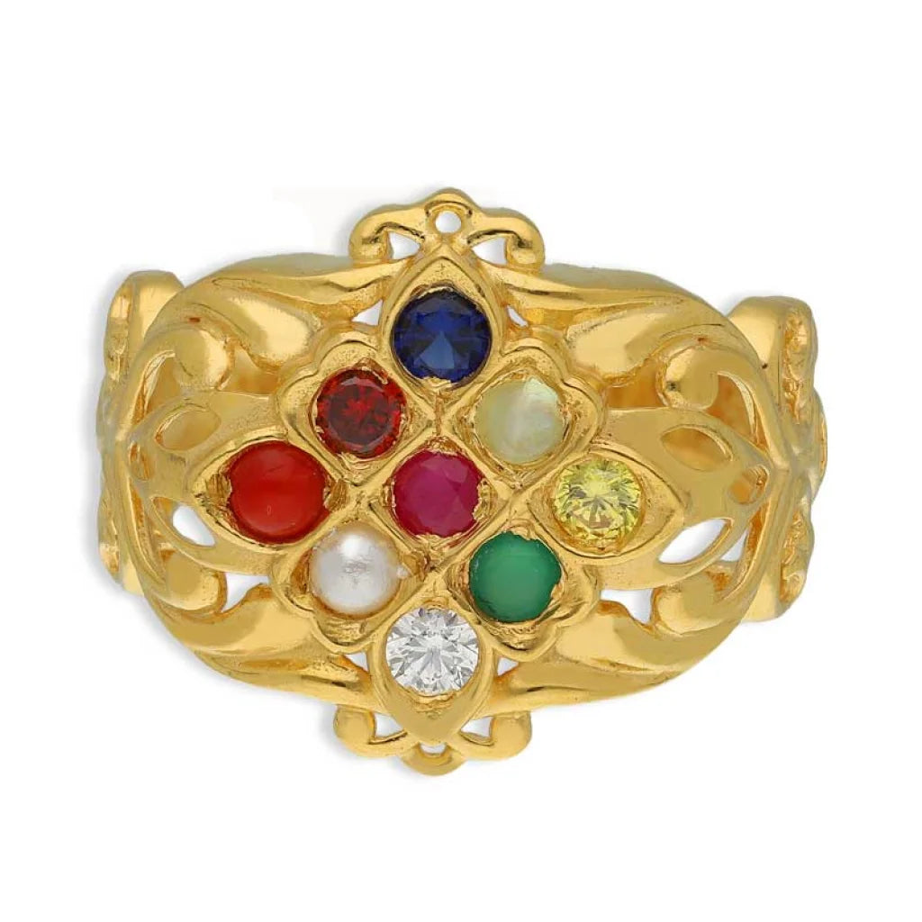 Gold Navratna Ring 22Kt - Fkjrn22K3695 Rings