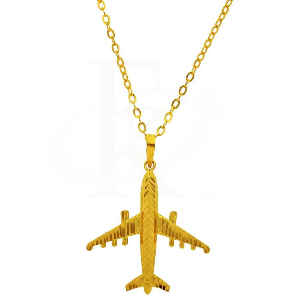 Gold Necklace (Chain With Airplane Pendant) 18Kt - Fkjnkl1944 Necklaces