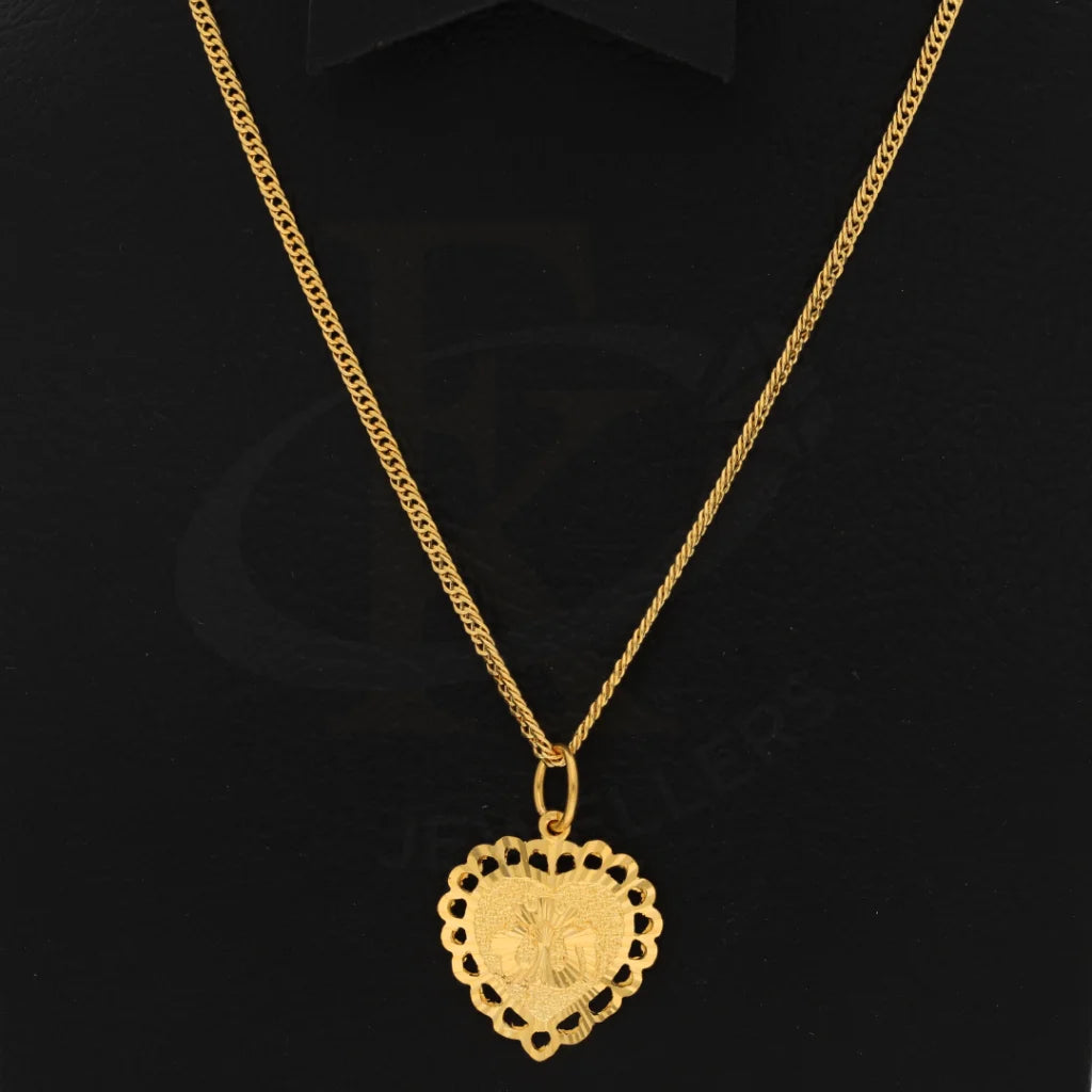 Gold Necklace (Chain With Allah Name In Heart Shaped Pendant) 21Kt - Fkjnkl21Km8611 Necklaces