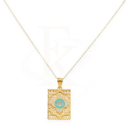 Gold Necklace (Chain With Allah Name Turquoise Blue Pendant) 21Kt - Fkjnkl21Km7944 Necklaces