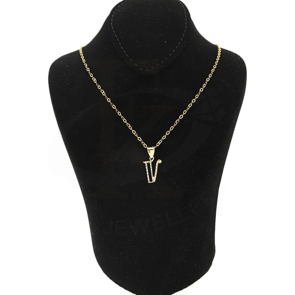 Gold Necklace (Chain With Alphabet Pendant) 18Kt - Fkjnkl1626 Necklaces