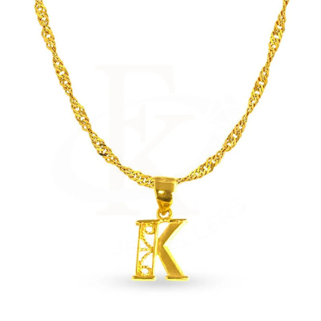 Gold Necklace (Chain With Alphabet Pendant) 22Kt - Fkjnkl1846 Necklaces