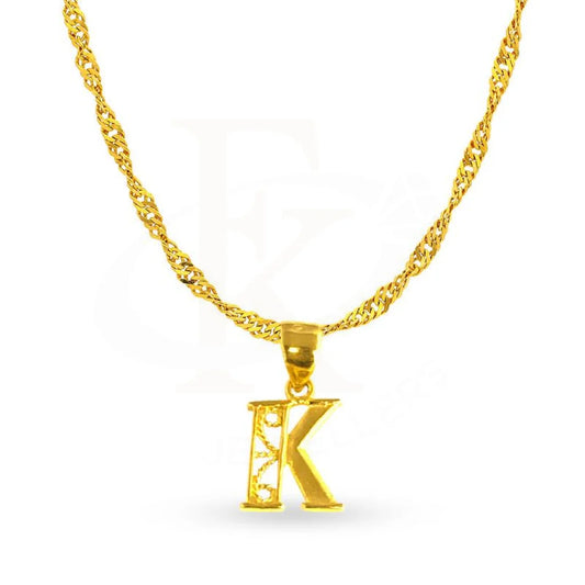 Gold Necklace (Chain With Alphabet Pendant) 22Kt - Fkjnkl1846 Necklaces