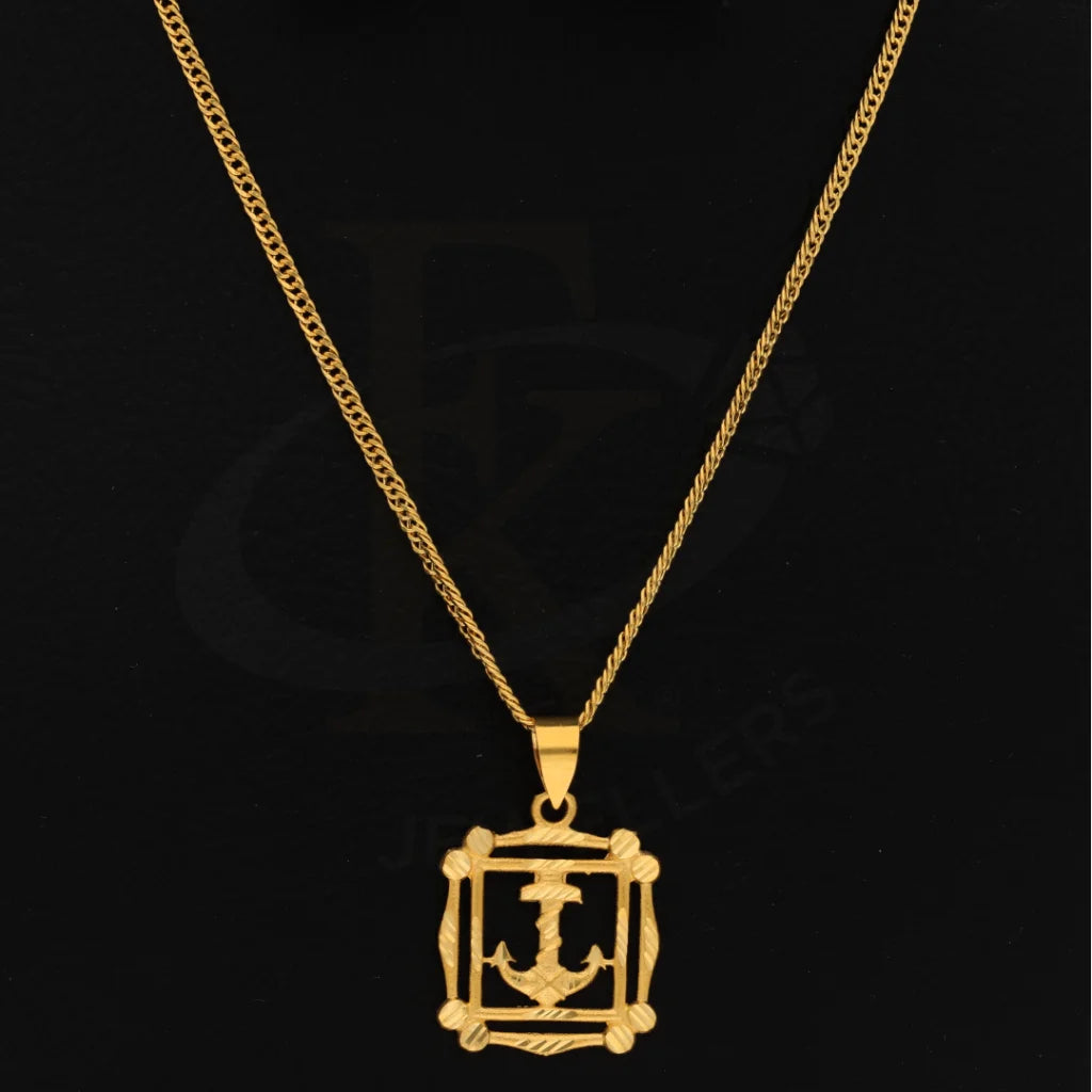 Gold Necklace (Chain With Anchor In Photo Frame Pendant) 21Kt - Fkjnkl21Km8607 Necklaces