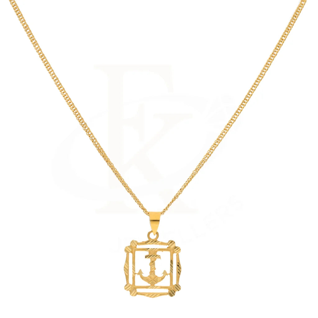 Gold Necklace (Chain With Anchor In Photo Frame Pendant) 21Kt - Fkjnkl21Km8607 Necklaces