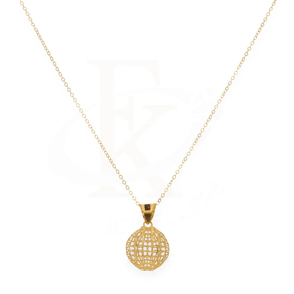 Gold Necklace (Chain With Ball Shaped Hallow Pendant) 21Kt - Fkjnkl21K7940 Necklaces