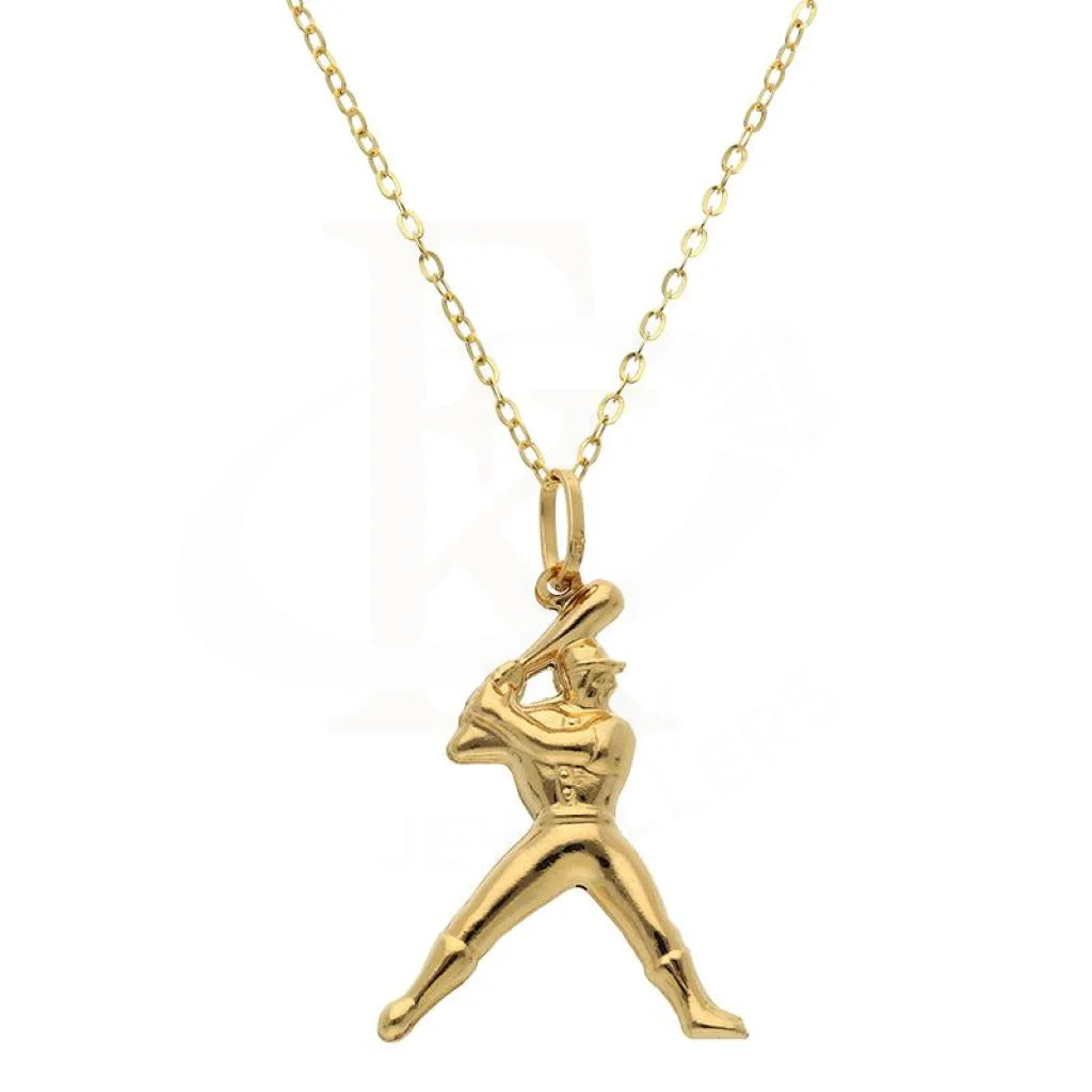 Gold Necklace (Chain With Baseball Player Pendant) 18Kt - Fkjnkl18K2494 Necklaces