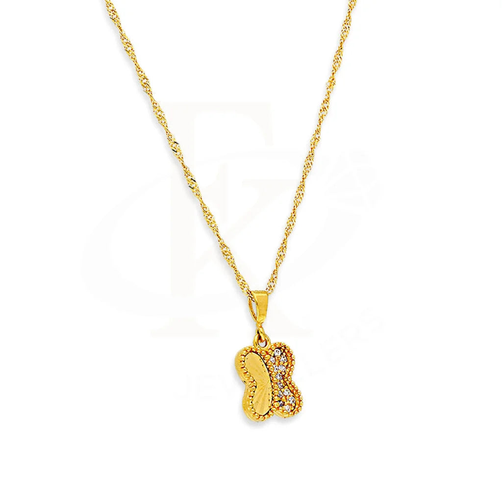 Gold Necklace (Chain With Butterfly Pendant) 21Kt - Fkjnkl21Km1005 Necklaces